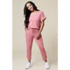Softies Athleisure Puredream Short Raglan Crew Neck Jogger Set In Copper Rose