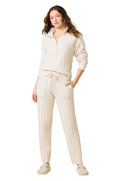 Softies Cable Knit Marshmallow 1/2 Zip With Tapered Pant Set In Almond