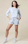 Softies Dream 3/4 Sleeve Boatneck Top With Shorts Set In Gray