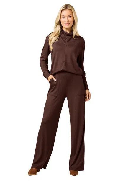 Softies Dream Cowl Neck Lounge Set In Brown
