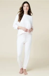 Softies Dream Jersey Long Sleeve Crew Neck Lounge Set With Jogger Pant In White