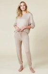 Softies Dream Jersey Long Sleeve Crew Neck Lounge Set With Jogger Pant In Coco