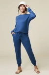 Softies Dream Jersey Long Sleeve Crew Neck Lounge Set With Jogger Pant In Indigo