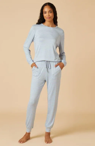 Softies Dream Jersey Long Sleeve Crew Neck Lounge Set With Jogger Pant In Multi