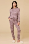 Softies Dream Jersey Long Sleeve Crew Neck Lounge Set With Jogger Pant In Purple
