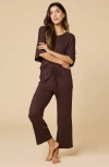 Softies Dream Jersey Relaxed V-neck With Capri Lounge Set In Brown