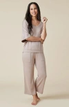 Softies Dream Jersey Relaxed V-neck With Capri Lounge Set In Coco