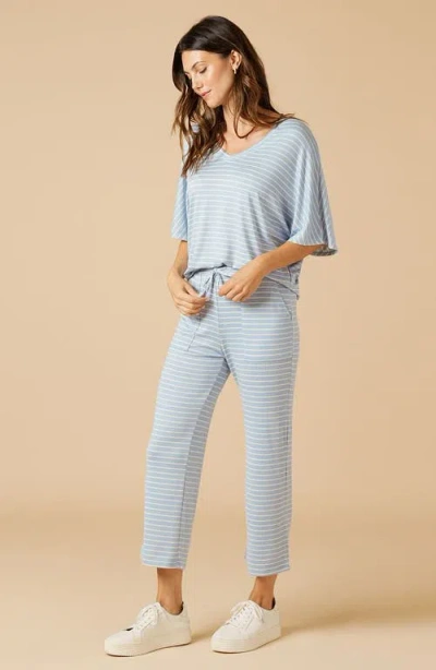 Softies Dream Jersey Relaxed V-neck With Capri Lounge Set In Blue