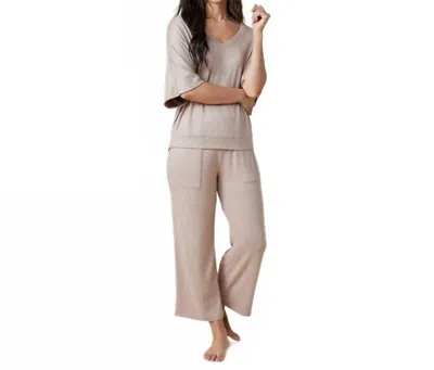 Softies Dream Relaxed V-neck With Capri Lounge Set In Coco In Brown