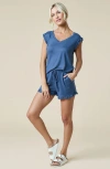 Softies Dream Ruffle Tank Top With Shorts Set In Purple