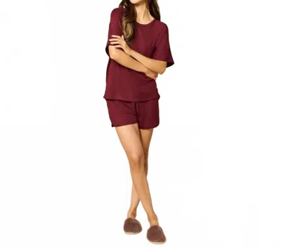 Softies Dream Slouchy Tee Top With Shorts Lounge Set In Cherry Cola In Brown