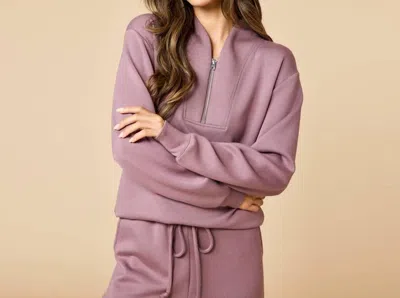 Softies Dreamtech 1/4 Zip Jogger Set In Driftwood In Purple