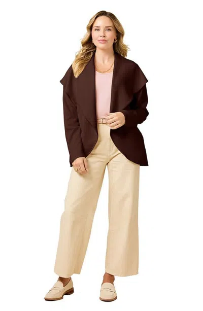 Softies Dreamtech Exaggerated Collar Cardigan In Espresso
