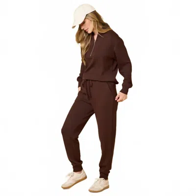 Softies Dreamtech Zip Jogger Set In Espresso In Brown
