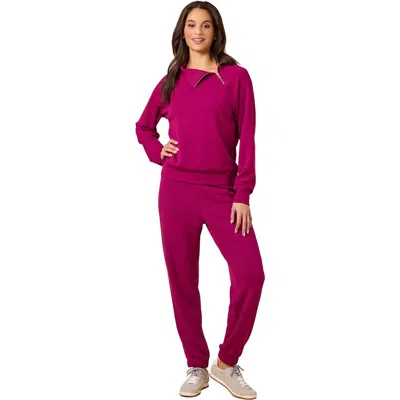 Softies Dreamtech Zip Mock Neck With Pant In Purple