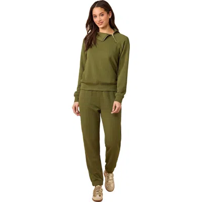 Softies Dreamtech Zip Mock Neck With Pant In Green