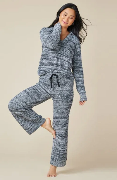 Softies Heather  Marshmallow Johnny Collar Lounge Set In Heather Black