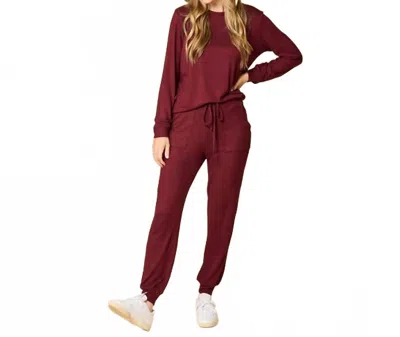 Softies Jersey Crew Neck Lounge Set In Cherry Cola In Brown