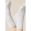 Softies Marshmallow Crew Socks With Grippers In Heather Coco