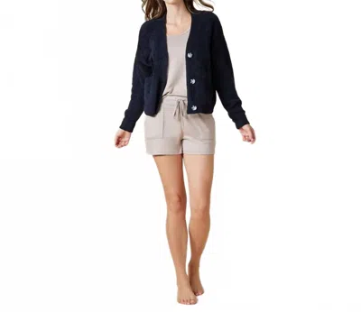 Softies Marshmallow Crop Cardigan In Black