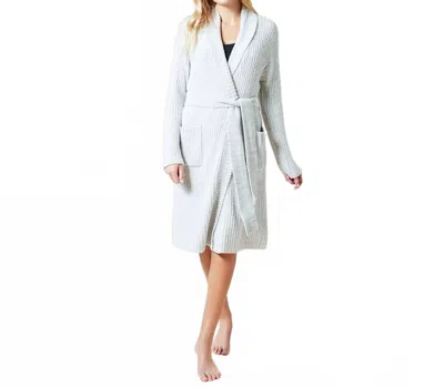 SOFTIES MARSHMALLOW RIBBED WRAP ROBE IN HEATHER GREY