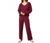 Softies Marshmallow V Neck Lounge Set In Cherry Cola In Burgundy