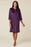 Softies Serenity 3/4 Sleeve Short Zip Robe In Fig