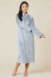 Softies Serenity Mandarin Collar Zip Robe In Grey
