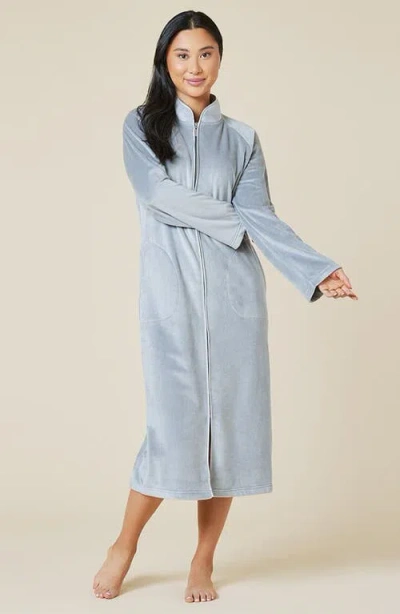 Softies Serenity Mandarin Collar Zip Robe In Grey