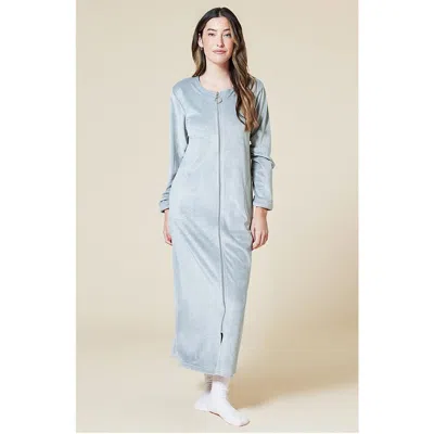 Softies Serenity Sweetheart Neck Zip Robe In Grey