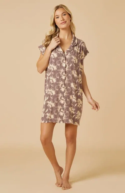 Softies Soft Sleep Caftan Mini Sleepshirt In Brown