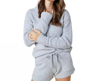 Softies Solid Marshmallow Hoodie Short Set In Grey