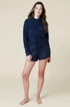 Softies Solid Marshmallow Hoodie Short Set In Midnight