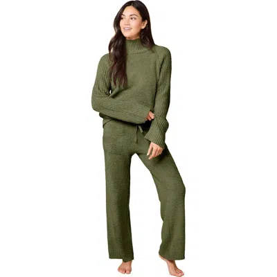Softies Solid Marshmallow Rib Mock Neck With Long Pant In Green