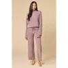 Softies Solid Marshmallow Rib Mock Neck With Long Pant In Pink