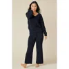 Softies Solid Marshmallow V-neck Lounge Set In Black