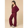 Softies Solid Marshmallow V-neck Lounge Set In Burgundy