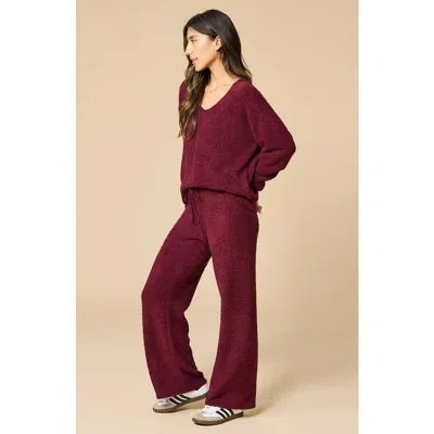 Softies Solid Marshmallow V-neck Lounge Set In Burgundy