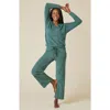 Softies Solid Marshmallow V-neck Lounge Set In Dusty Green