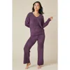 Softies Solid Marshmallow V-neck Lounge Set In Fig