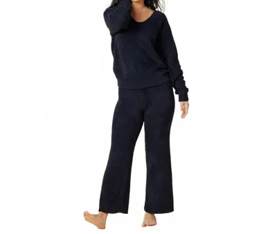 SOFTIES SOLID MARSHMALLOW V-NECK LOUNGE SET IN BLACK