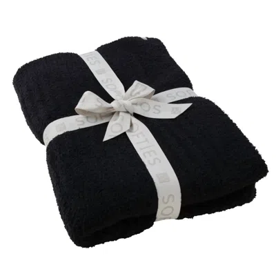 Softies Solid Rib Marshmallow Blanket In Black