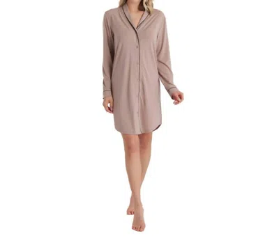 Softies Tatum Shawl Collar Sleepshirt In Coco In Neutral