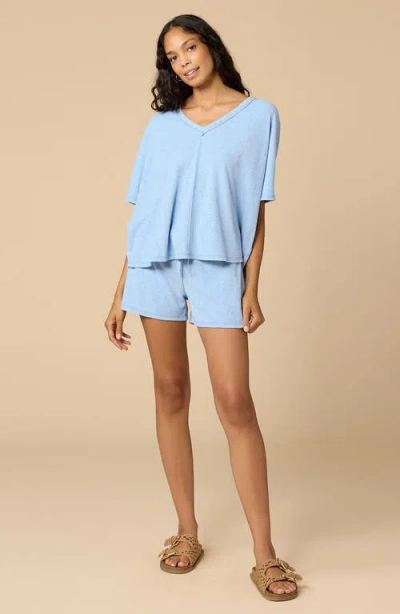 Softies Terry Relaxed V-neck With Short Set In Blue