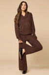 Softies Ultra-marshmallow Shawl Collar With Pintuck Pant In Brown