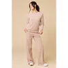 Softies Vintage Velvet Crewneck With Pintuck Pant In Pink