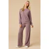 Softies Vintage Velvet Crewneck With Pintuck Pant In Purple