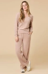 Softies Vintage Velvet V-neck With Wide Leg Pant In Brown