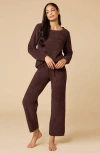 Softies Waffle Marshmallow Boat Neck Lounge Set In Brown