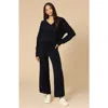 Softies Waffle Marshmallow V-neck Lounge Set In Black